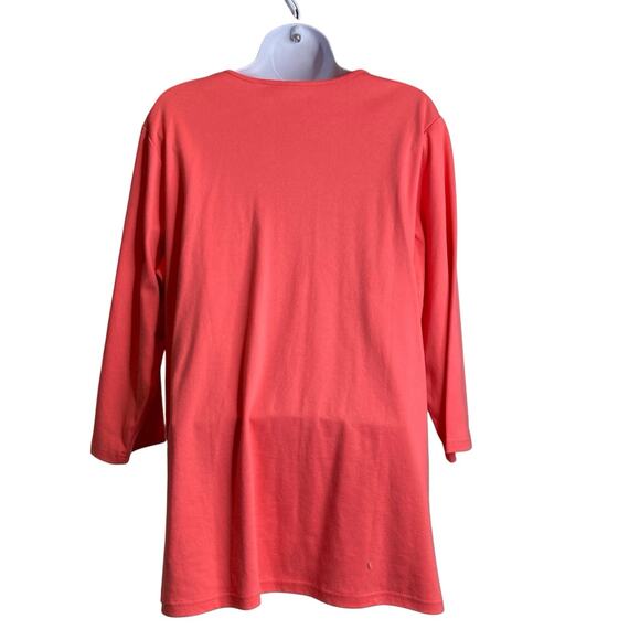 Quacker Factory Women's Coral Sequin Striped Tunic Top Size 1X Maximalist Glam - Picture 2 of 11